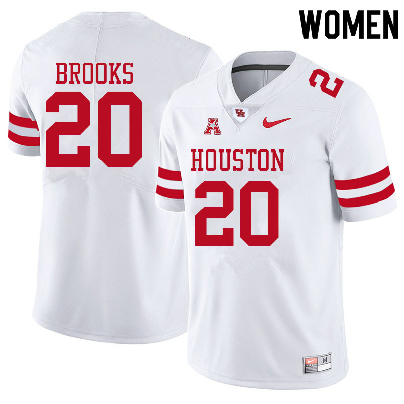 Women #20 Antonio Brooks Houston Cougars College Football Jerseys Sale-White